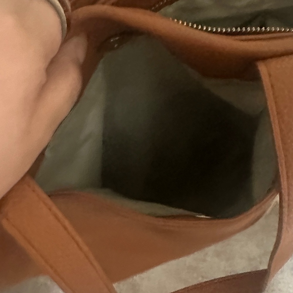 COLAB Tan Pebbled Vegan Leather Tote with Double Straps - Picture 15 of 16